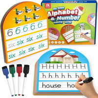 Coogam handwriting practice copybook with alphabet and number tracing pages and dry-erase markers