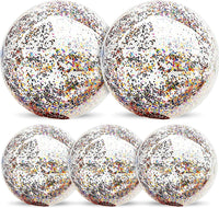 TURNMEON 5 Pack Sequins Beach Balls 16 Inch 24 Inch Pool Party - Mixed color / 2 pcs 24inch+3 pcs 16inch