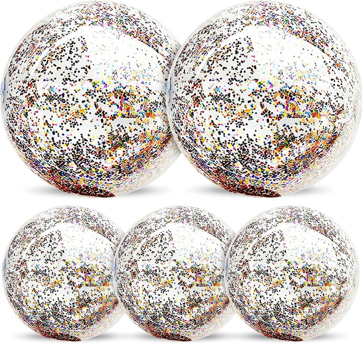 TURNMEON 5 Pack Sequins Beach Balls 16 Inch 24 Inch Pool Party - Mixed color / 2 pcs 24inch+3 pcs 16inch