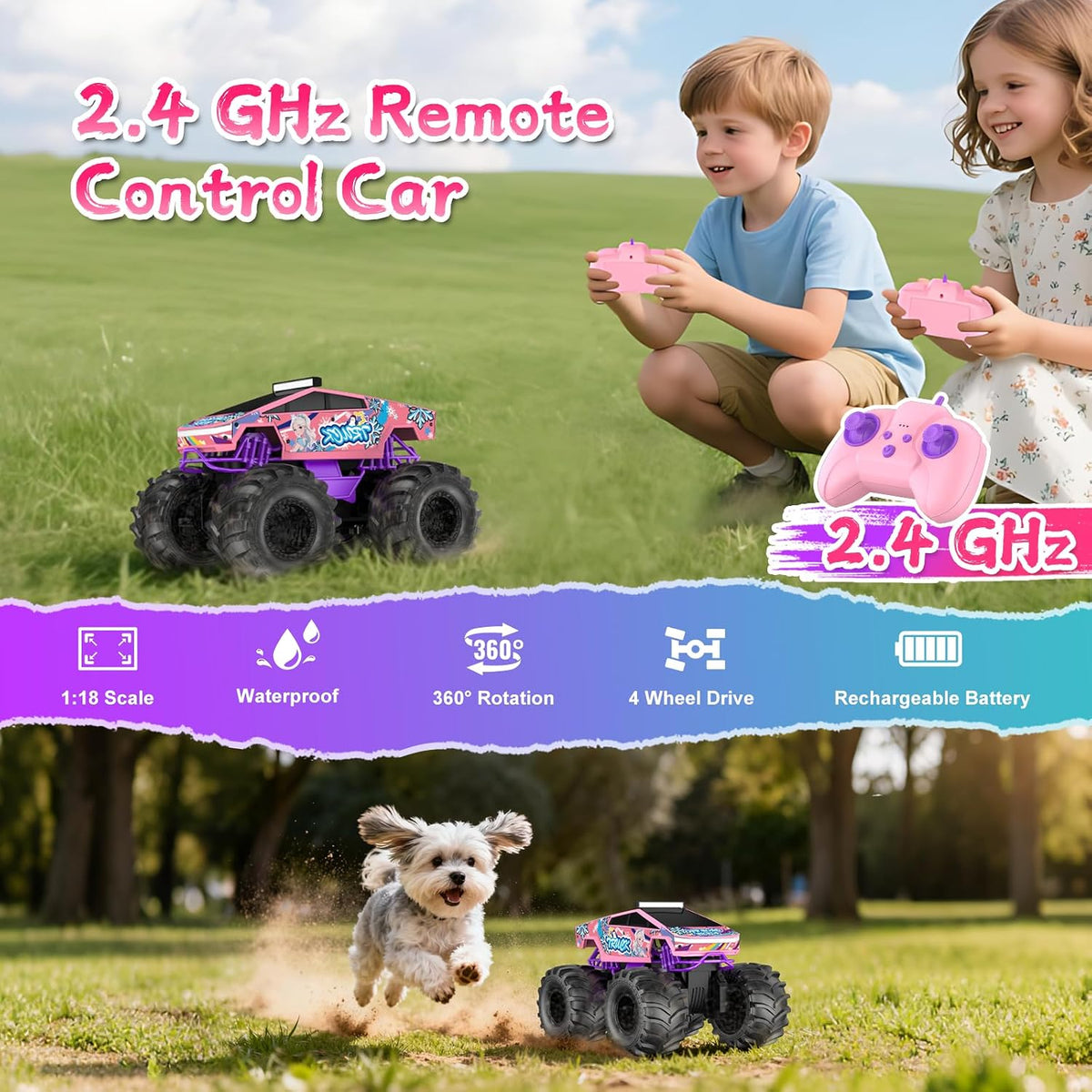Amphibious Remote Control Car - Light Pink - image 3