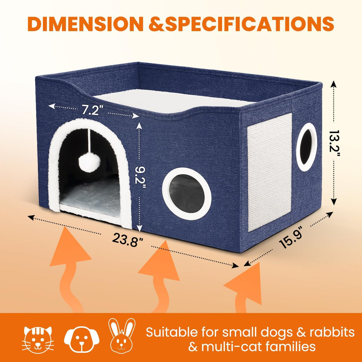 Indoor Heated Cat House, Adjustable Temperature Cat Heating Bed with Timer and Chew Resistant Cord - image 2