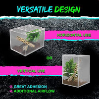 Jumping Spider Enclosure 5"x5"x7" or Tarantula Enclosure - Reptile Terrarium w/Sliding Magnetic Door - Great Reptile Tank & - Acrylic Aquarium Spider Box for Terrestrial or Arboreal Animals