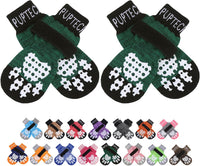 PUPTECK Anti-Slip Dog Socks with Double Sides Grips for Small Medium - Dark Green / X-Large (4 Count)