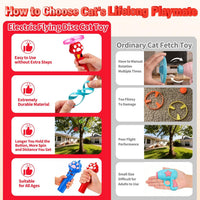 Cat Toy Disc Launcher, Rechargeable Interactive Cat Fetch Toy Launcher with 8 Flying Discs, Flying - Red - image 2