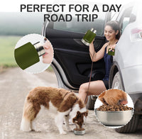 KEWIXY Insulated Dog Travel Water Bottle with Detachable Bowls - Olive Green / 32 Oz - image 3