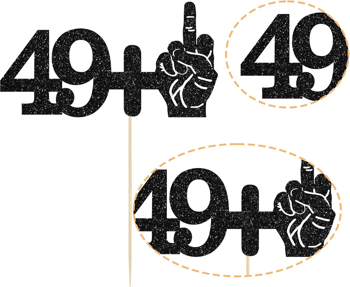 Ephlyn 1Pc 49+1 Black Glitter Cake Topper 50th Birthday Party Cake - 50th-1Pcs / Black - image 3