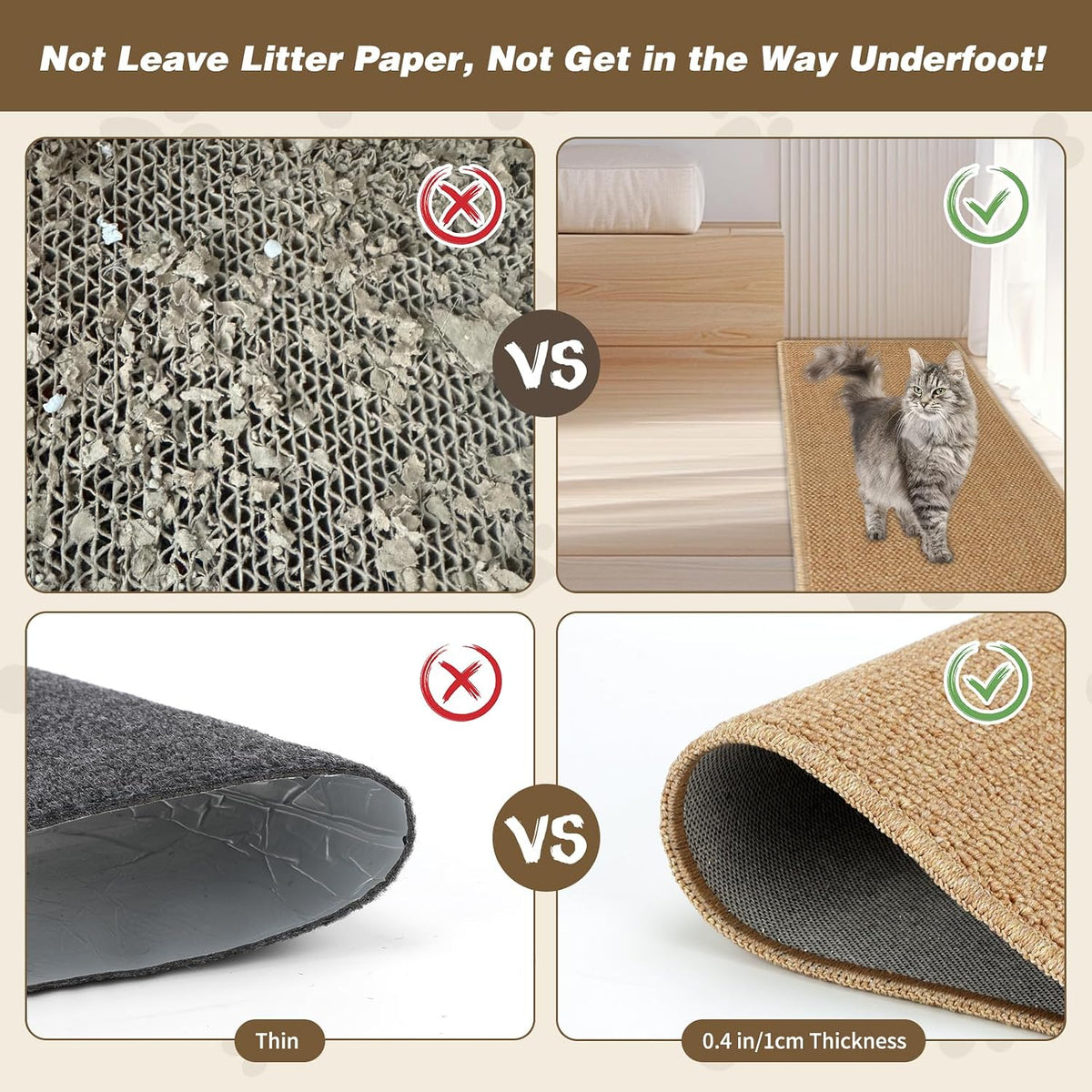 FHTONGE 71x15.8" Thickened Cat Wall Climbing Carpet with 16 Fixed - Deep Camel / 71x15.8"(180x40cm) - image 4