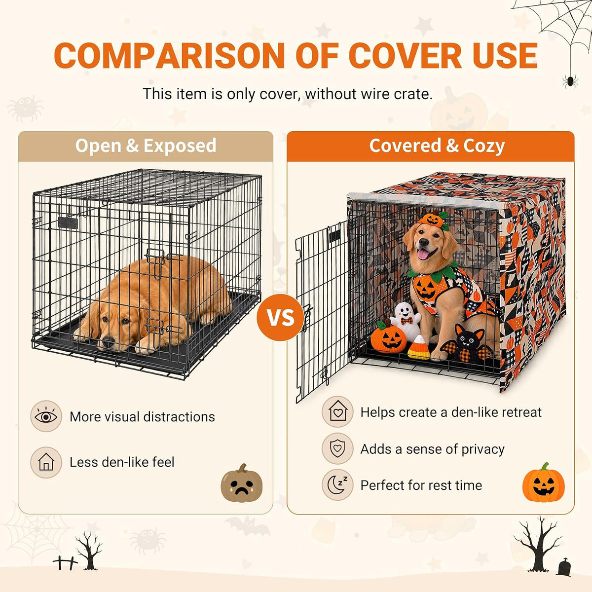 Explore Land Dog Crate Cover - Orange Dog Grid / 36.0"L x 23.0"W x 25.0"H - image 3