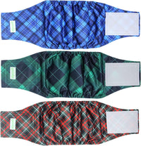 wegreeco Small Dog Diapers Male - Christmas Blue, Green, Red Plaid / Medium / 3