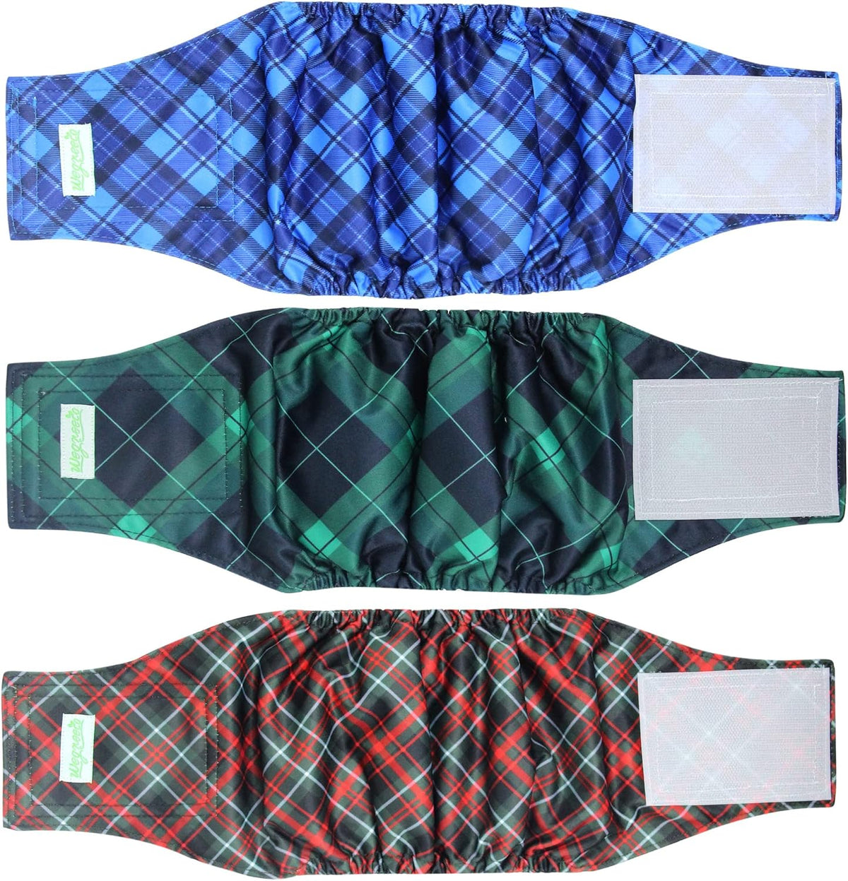 wegreeco Small Dog Diapers Male - Christmas Blue, Green, Red Plaid / Medium / 3
