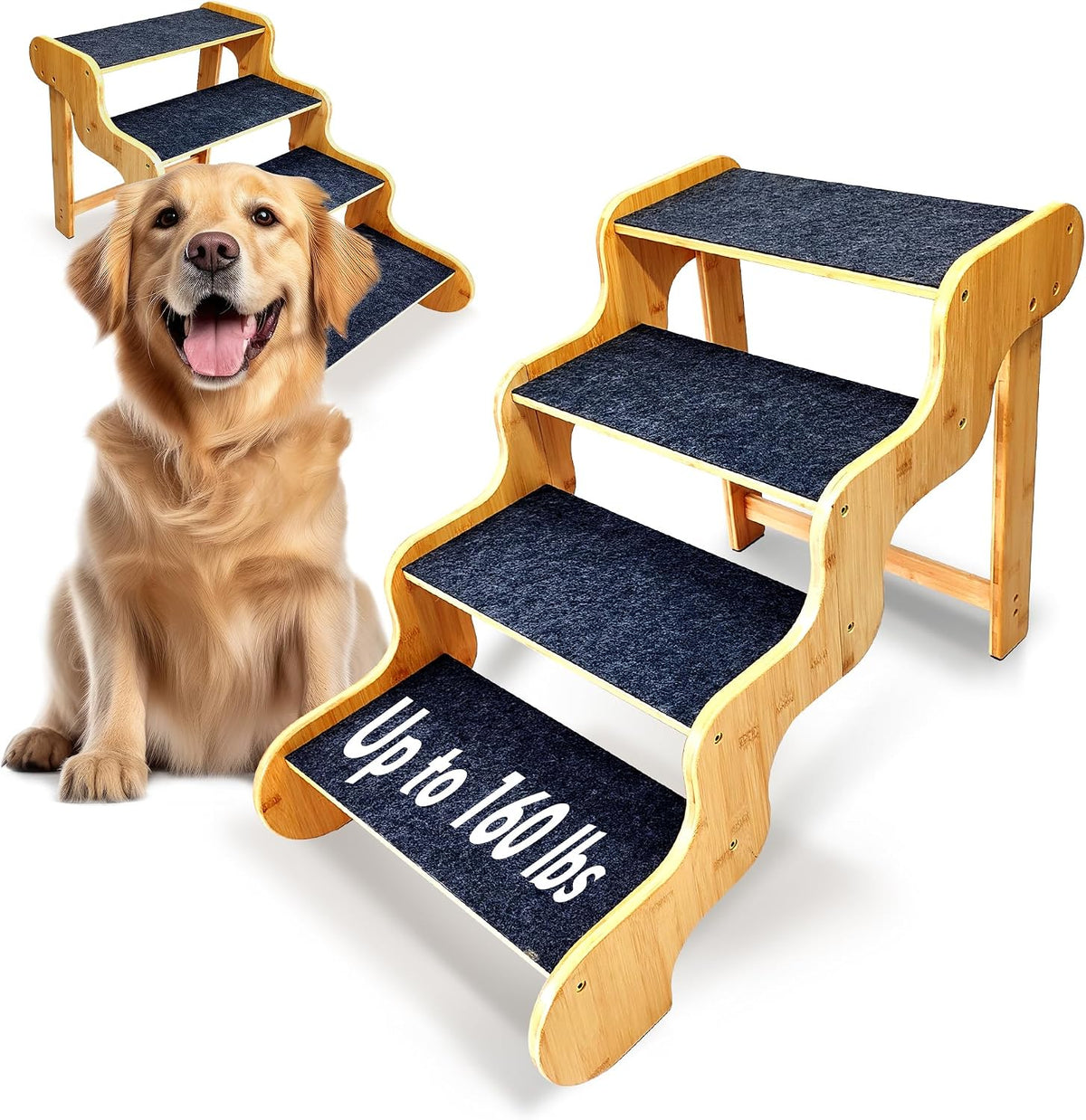Dog Stairs for Small Dogs - 4-Step Natural / 4.0 / 4-Step 29x17x20 inch