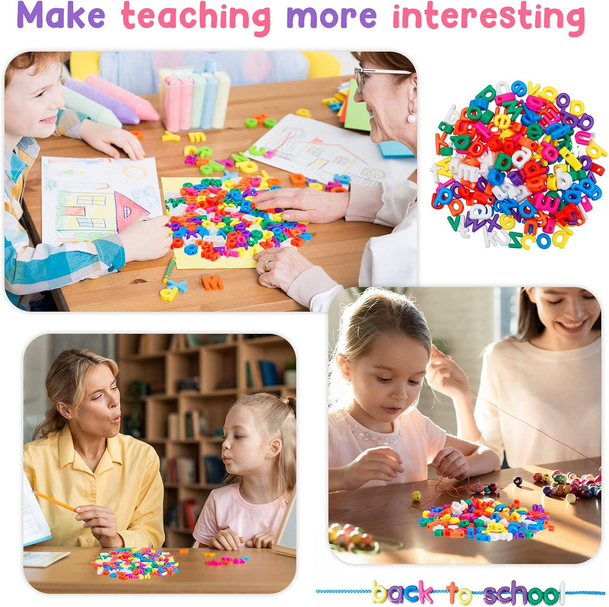 Wesiti alphabet lacing beads with uppercase and lowercase letters, ropes and buckets - view 10