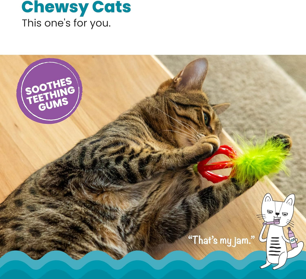 Catstages Strawbabies Dental Cat Chew Toy with Catnip & Feathers - Strawberry - image 2