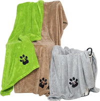 Dogvingpk Dog Towels for Drying Dogs 2 Pack - Green and Brown and Grey / XL-55" * 36"
