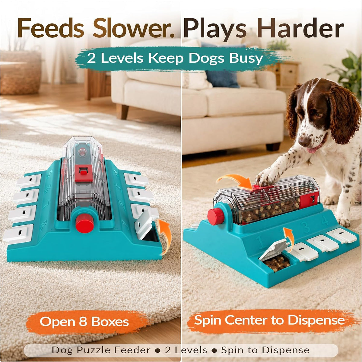 2-Level Dog Puzzle Toy Rotating Treat Dispenser for Small/Medium Dogs – Essentials for Dogs - Extra Large / Matisse green - image 2