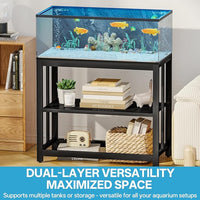 Heavy-Duty 40 Gallon Fish Tank Stand - 660LBS Capacity Metal Aquarium Stand with Dual-Layer Design, 36.6"x18.5"x30" Sleek Black Finish for Home & Office Terrariums