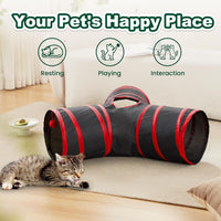 Love's cabin Cat Tunnel for Indoor Cats - Black&Red / S (23.6"x13"x11") - image 3