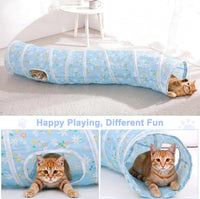Glittme Cat Tunnel, Cat Tunnels for Indoor Cats - Blue Daisies - image 4