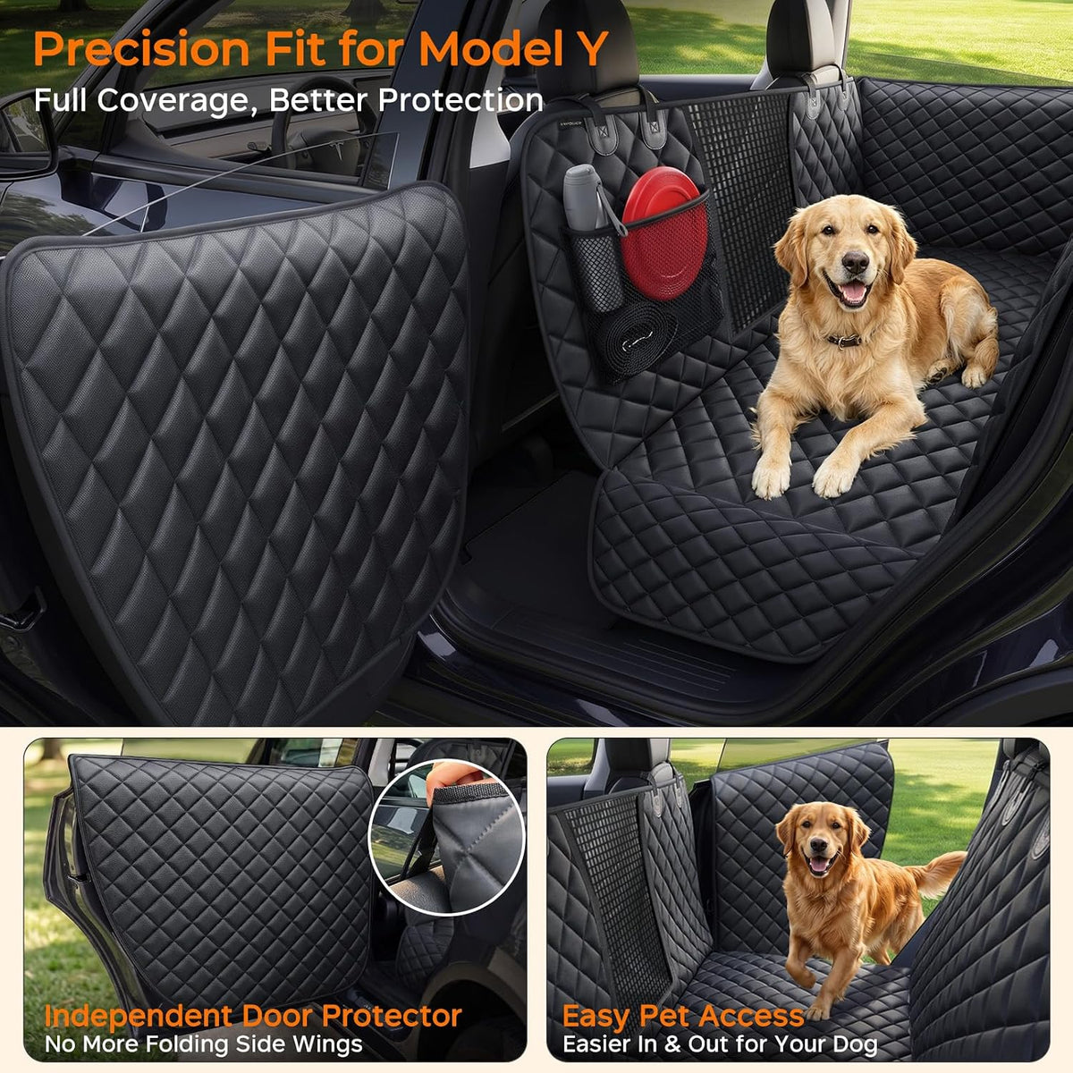 URPOWER Dog Car Seat Cover for Back Seat - All Black / For Model Y 2026-2020 - image 2