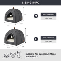 Bedsure 2in1 Cat Beds for Indoor Cats Cave for Kitten with Washable - L(17.3x17.3x17.3) / Dark Grey - image 4