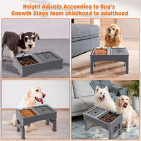 3-in-1 Elevated Dog Bowls with 4 Height Adjustable Raised Stand – Essentials for Dogs - Grey / 3-in-1 Dog Bowls Set - image 4