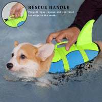 Dogcheer Dog Life Jacket, Cute Shark Dog Life Vest for Swimming Boating with Superior Buoyancy - Blue & Green / Medium - image 2