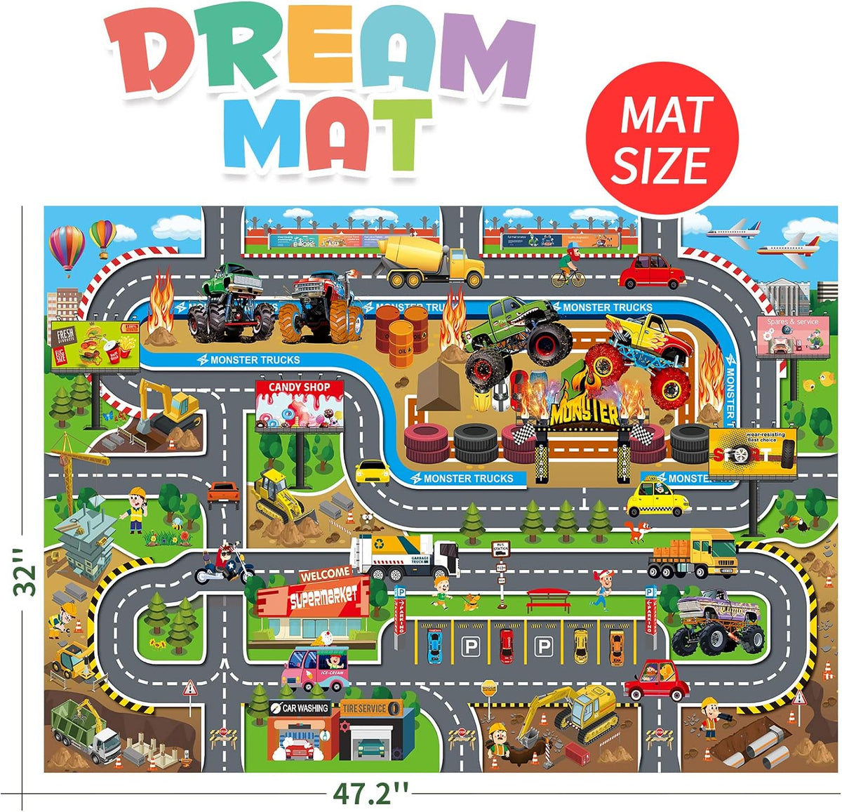 Oriate Kids Dream Mat Modern City Road Map Rug - City Mat - image 3