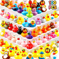 Tiaxidex 100 assorted 2 inch mini rubber ducks in bulk with mixed designs - view 2