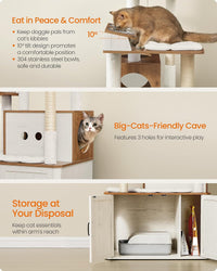 Feandrea Cat Tree, 66.9-Inch Cat Tower with Litter Box Enclosure – Essentials for Cats - Rustic White + Honey Brown - image 4
