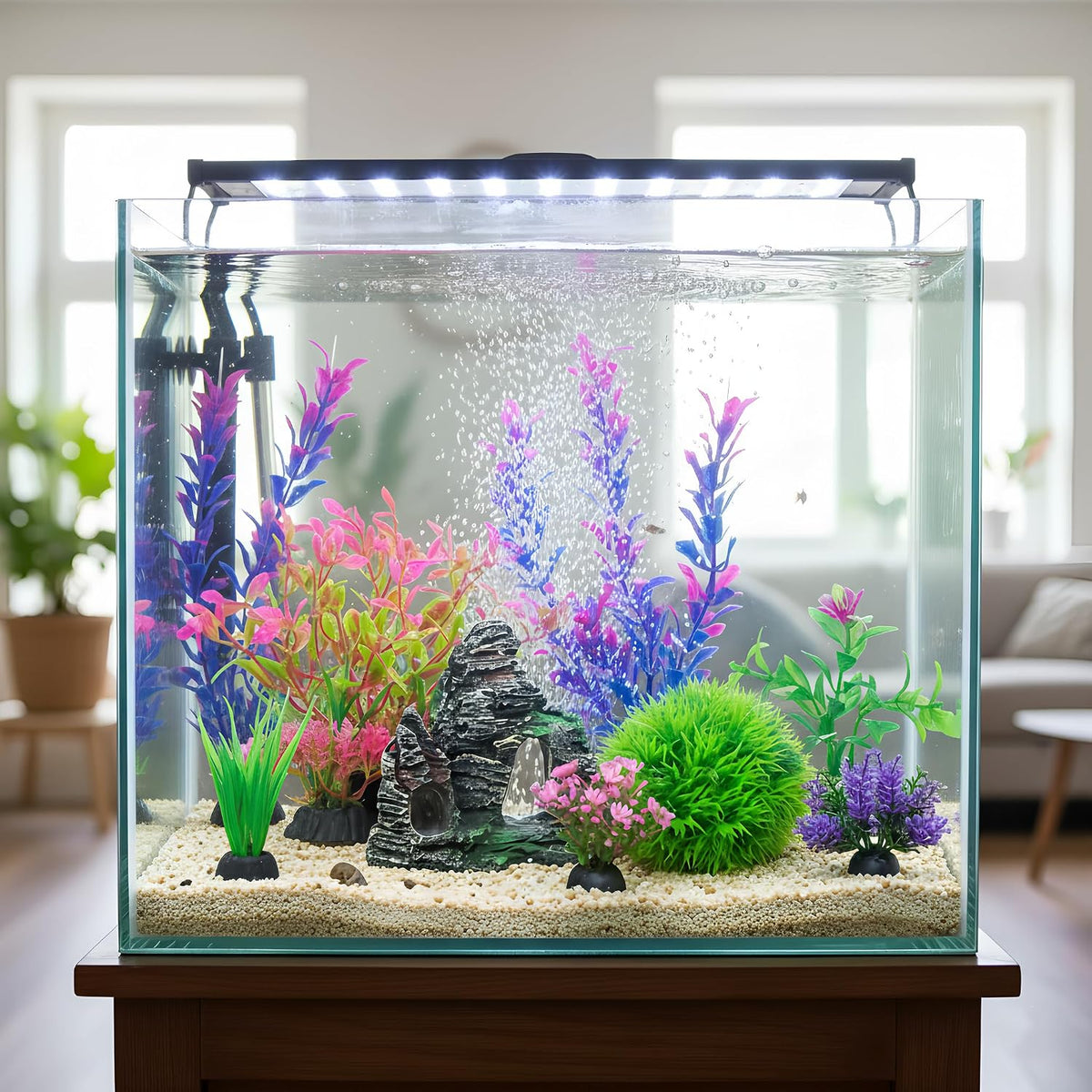 Ameliade Aquarium Artificial Plants & Rock Cave Betta Fish Tank Decor - image 2