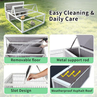 Rabbit Cage Outdoor Indoor - 49.0"L x 36.0"W x 14.0"H / Grey&White Trim-2 - image 2