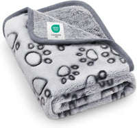 Luciphia Fluffy Paw Print Dog Blanket Large/Medium/Small - Grey Paw / 30x20 inches