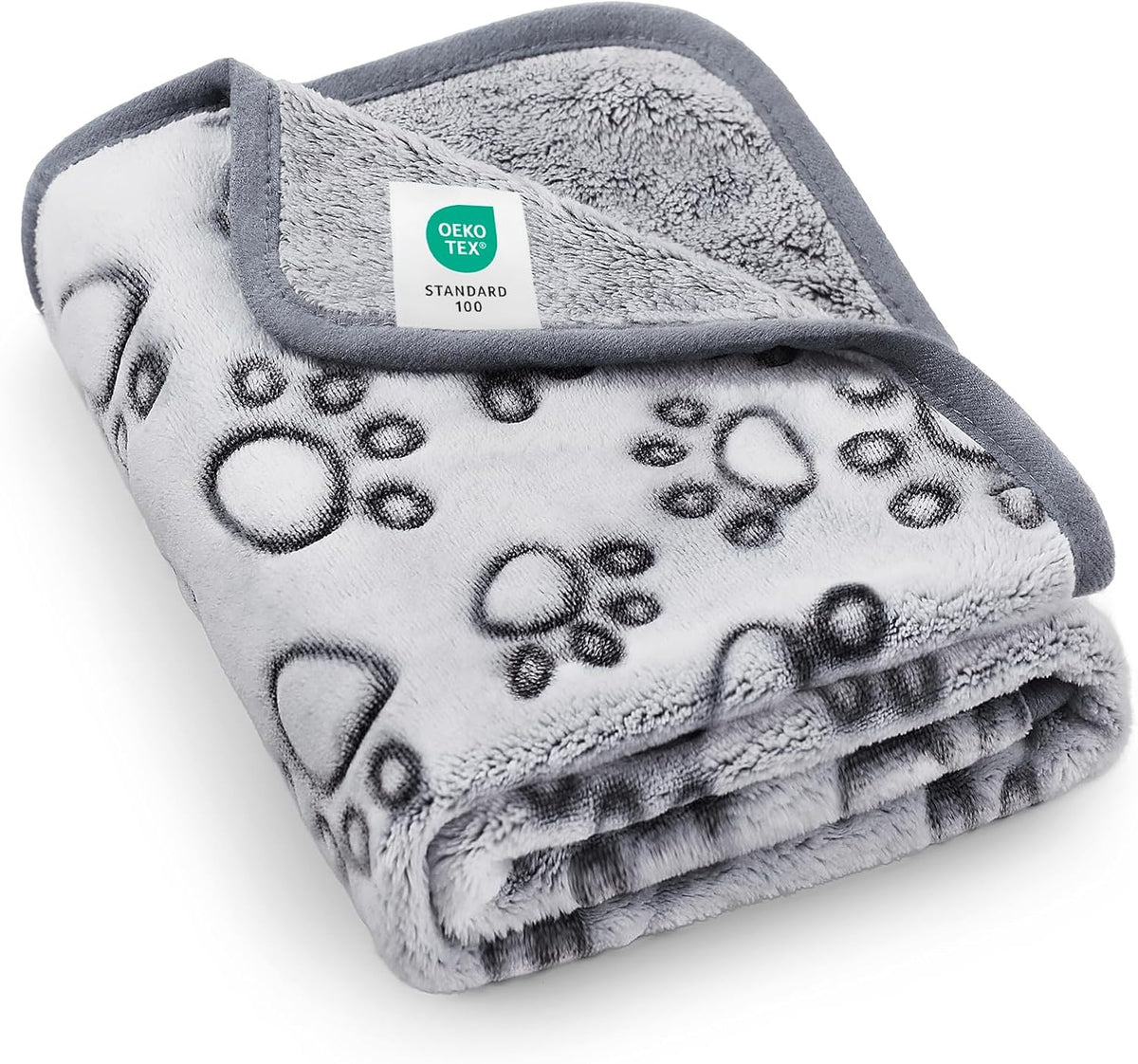 Luciphia Fluffy Paw Print Dog Blanket Large/Medium/Small - Grey Paw / 30x20 inches
