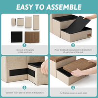 Dog Stairs with Storage, 4-Step Wider Sturdy Dog Steps for Small/Medium/Large Dogs and Older Cats, Folding Doggie Ramp for Bed/Couch/Car Hold Up to 180 lbs (22" H, Brown)