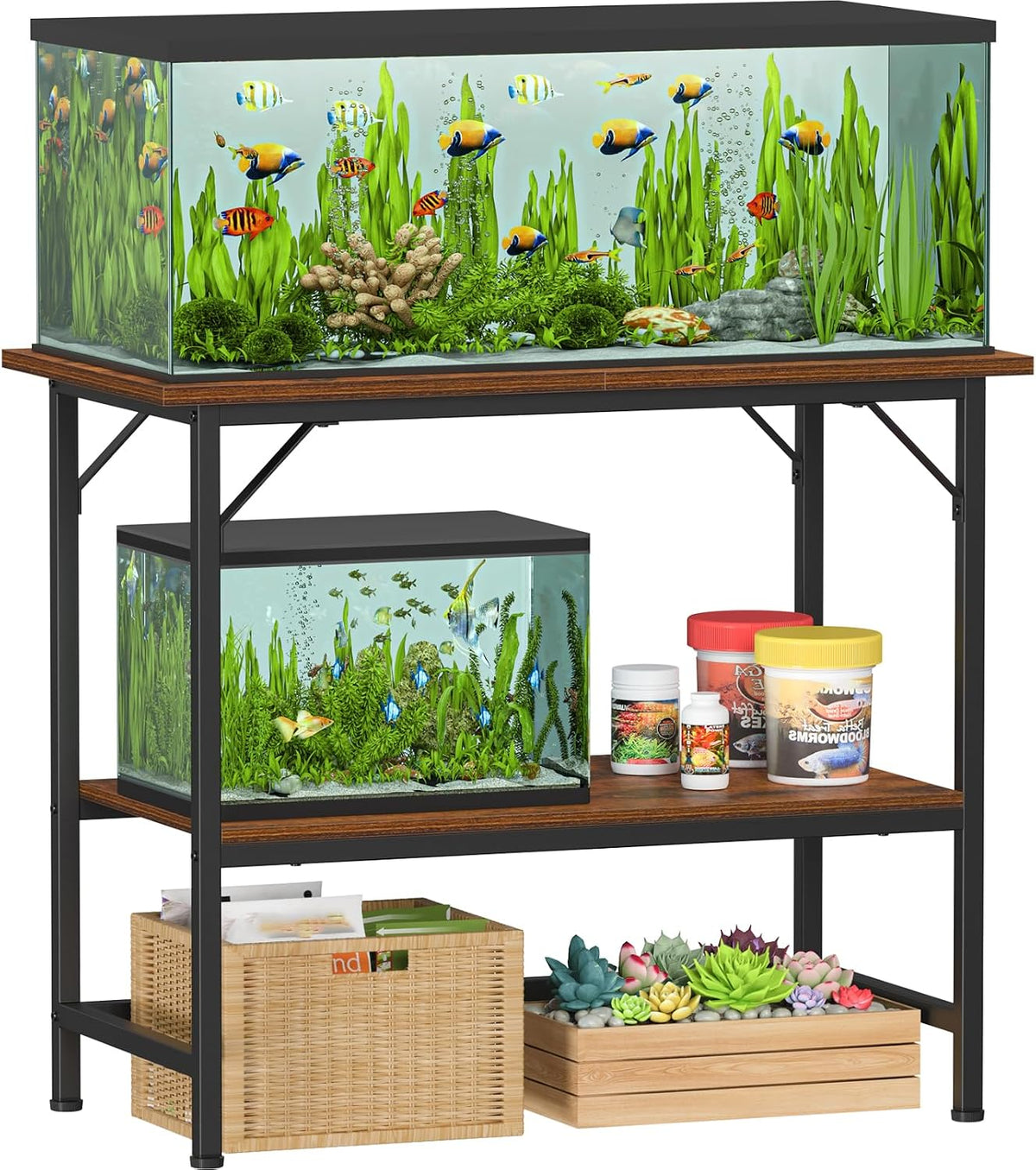Snughome 10-20 Gallon Fish Tank Stand - Rustic Brown / 40 Gal-2 Tier
