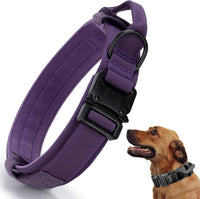 Tactical Dog Collar, Adjustable Military Training Nylon Pet Collar, Black L – Essentials for Dogs - Purple / Small :Width 1",Neck 11.4-13.7"