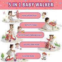 HYES 5 in 1 Push Walker for Toddler Boy - Red - image 2