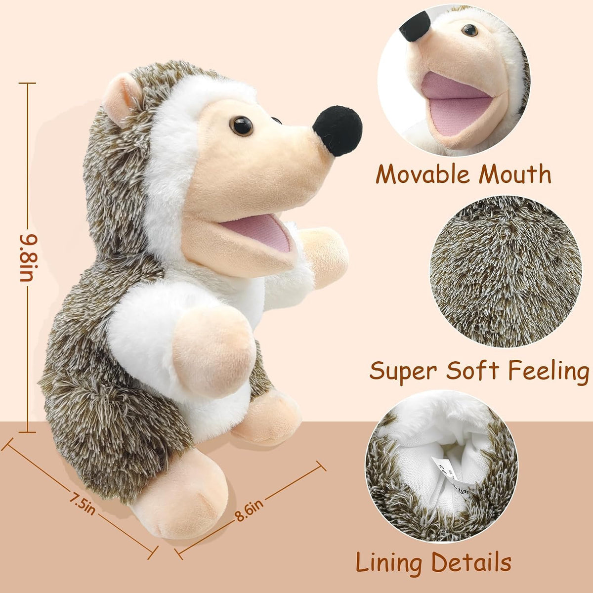 okegztoa 10 inch brown bear hand puppet with movable mouth and arms - view 31