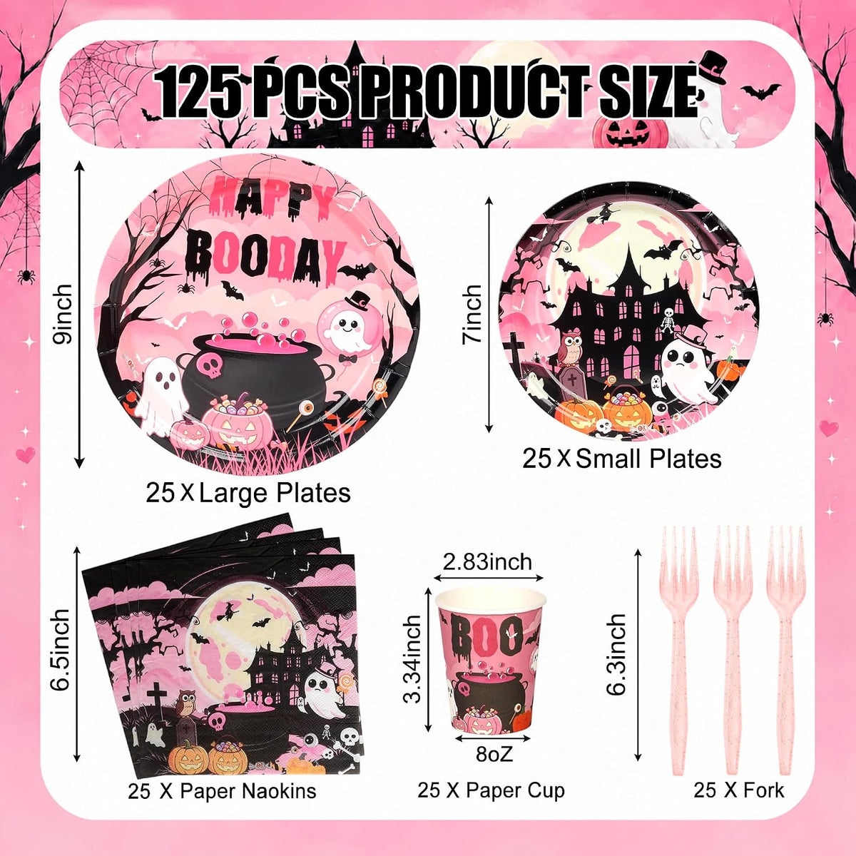 qonimi Halloween plates and napkins set, 75 piece disposable tableware - view 19