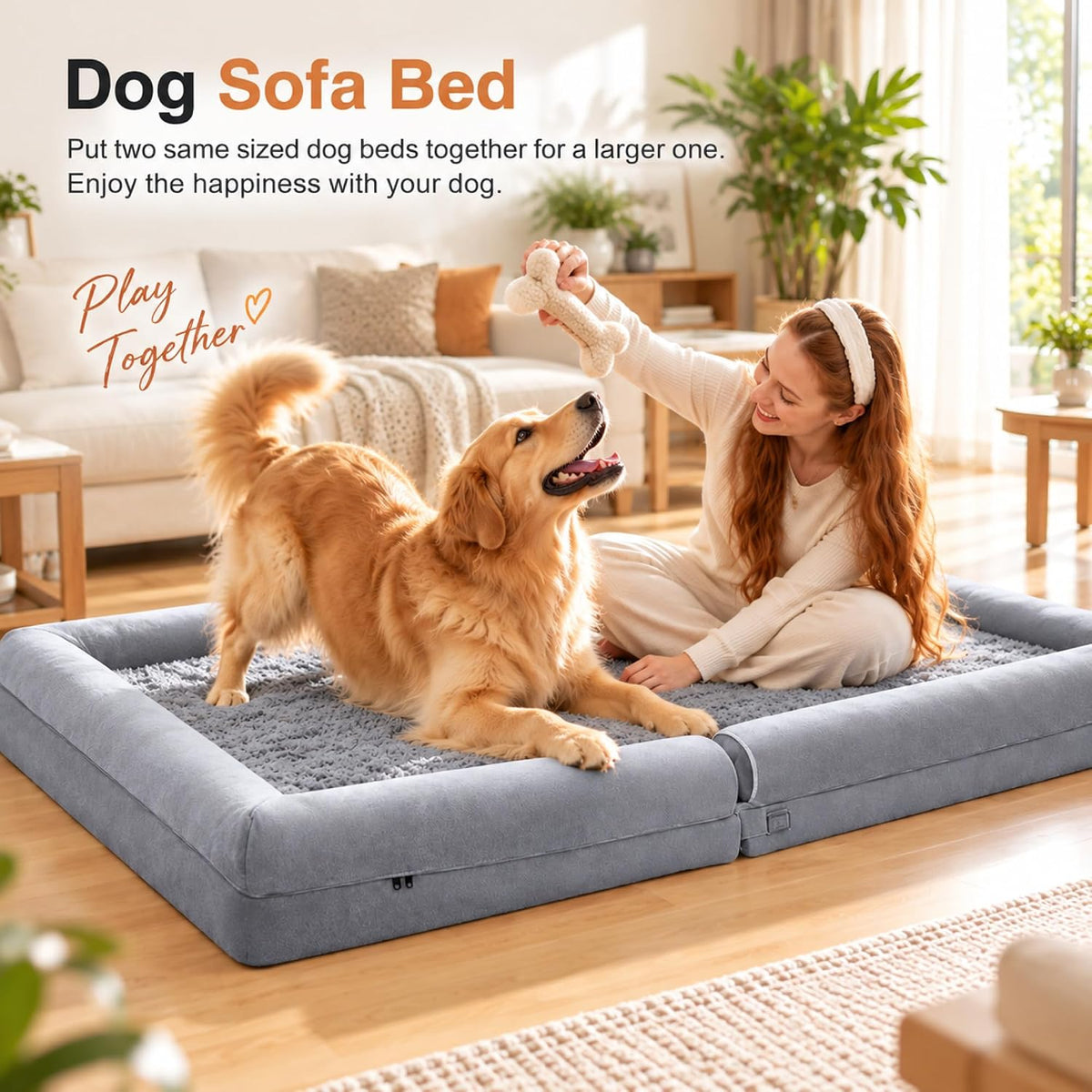 Orthopedic Dog Bed for Large Dogs - Light Grey / 36.0"L x 27.0"W x 6.5"Th - image 4