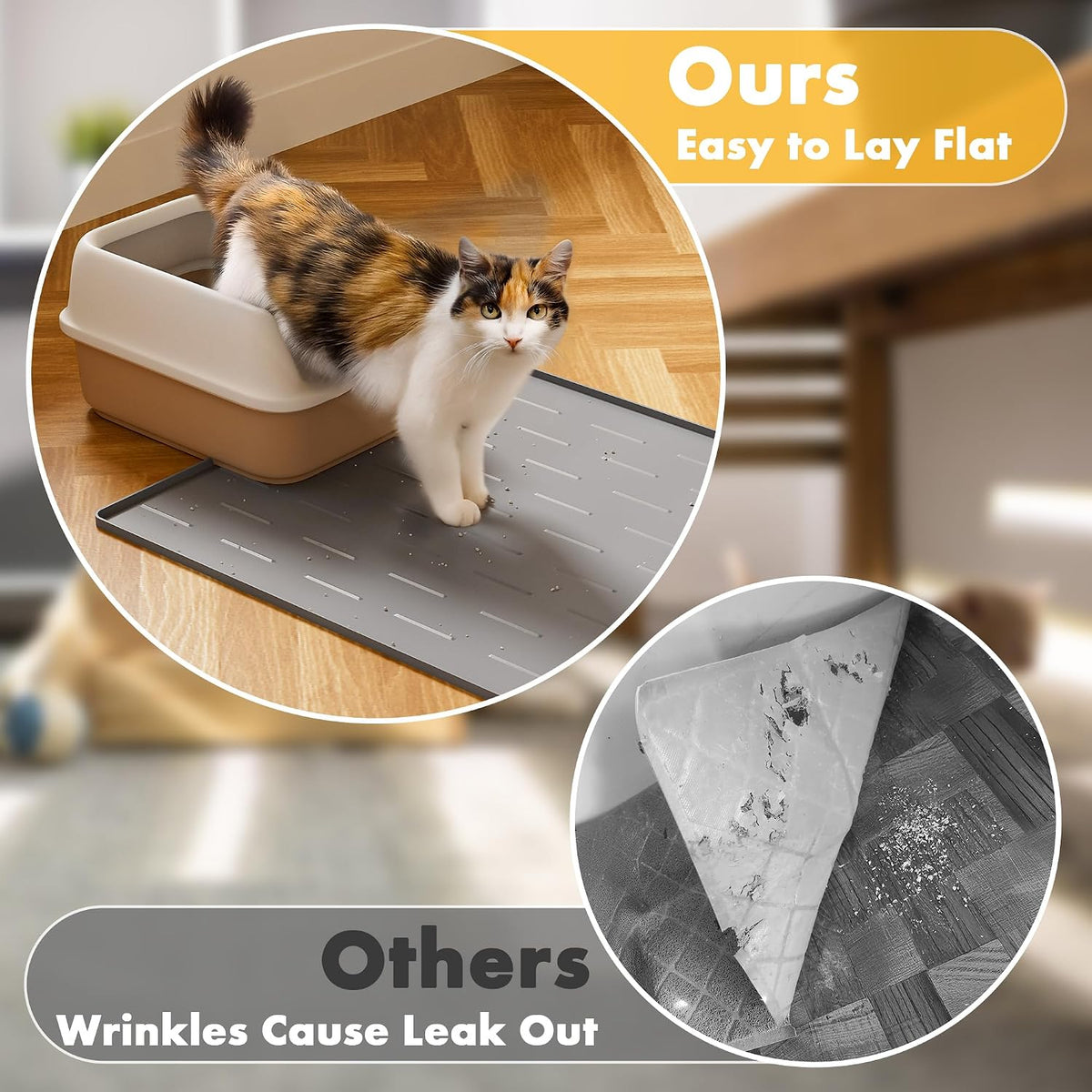 Pieviev Extra Large Silicone Litter Box Mat, Easy to Clean - Light Gray / XL-40''x28'' - image 4