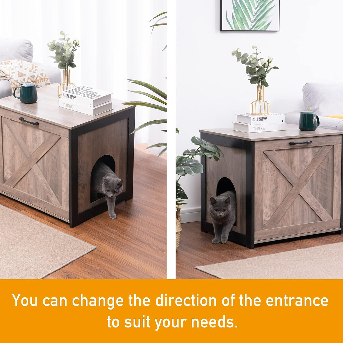 Cat Litter Box Enclosure, Hidden Litter Box Furniture - Greige / 23.6"L x 19.7"W x 21.7"H - image 3