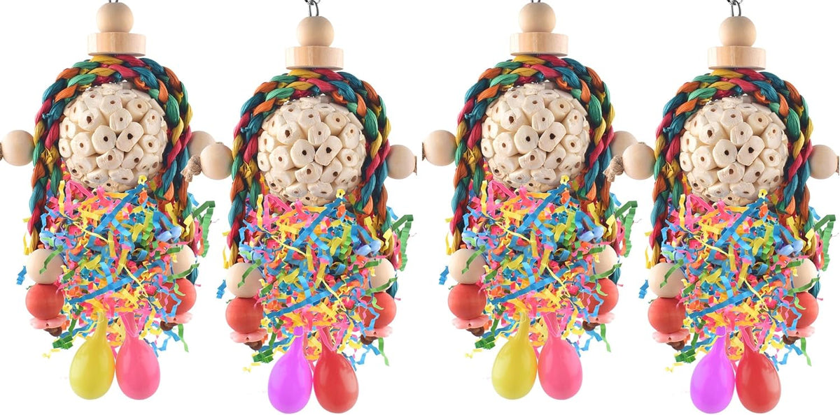 Bissap Conure Toys, 2PCS Bird Parrot Foraging Shredder Hanging Toys Sola Balls with Sand Hammer - 2 PCS (Pack of 2)