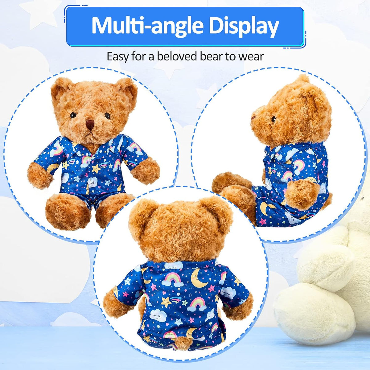 Civaner 2 Pack Bear Clothes Stuffed Animal Outfit Pajamas - Rainbow Style - image 3