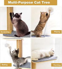 Wall Mounted Cat Tree for Kittens & Small Cats, 4-Tier Cat Wall Climber with Adjustable Grey Felt Platforms, Cat Shelves & Furniture, 49” Tall for Under 30lbs