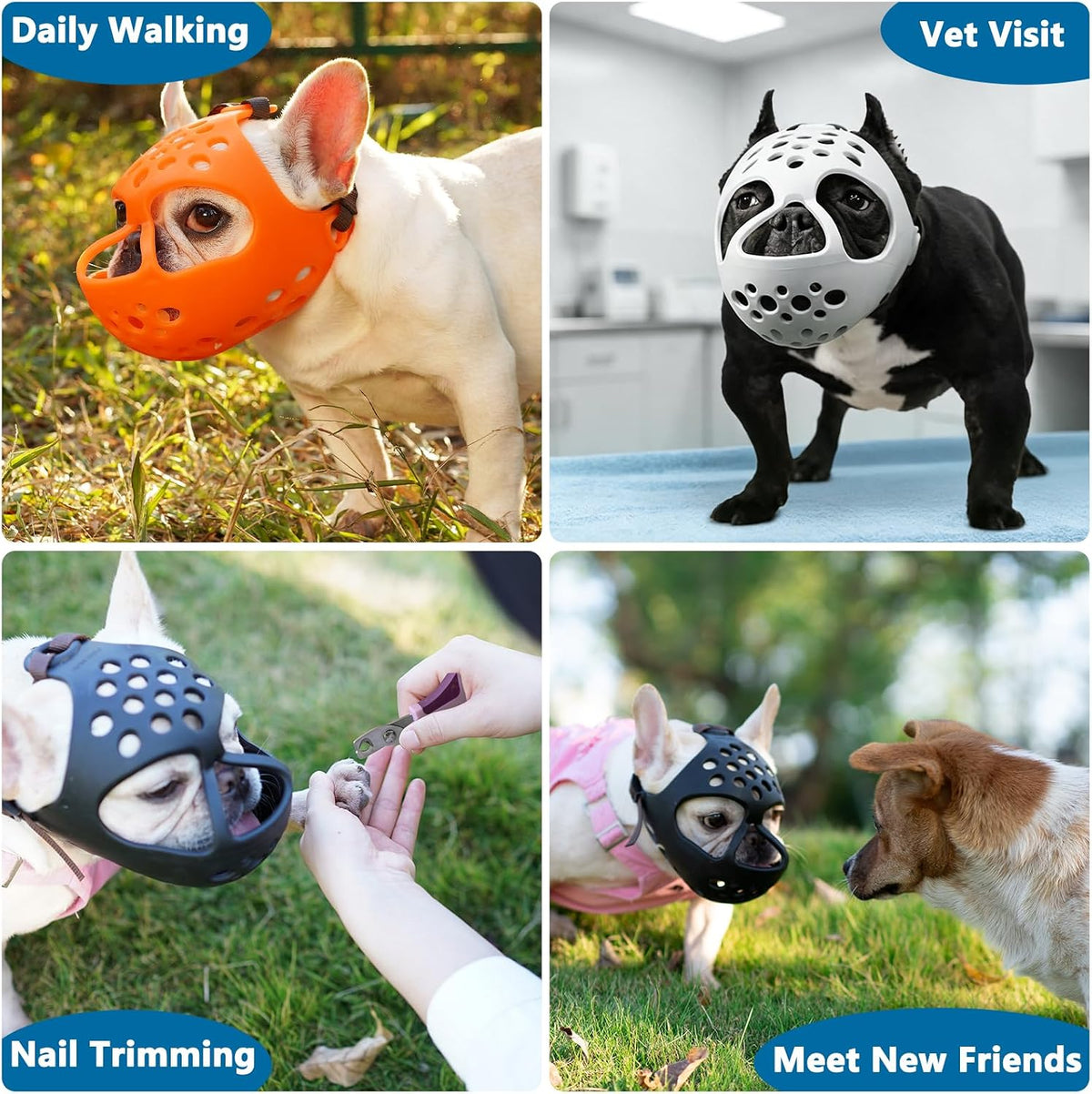 English Bulldog Muzzle, Soft Short Snout Dog Muzzle Stops Biting – Essentials for Dogs - Black / S（Head 13-14½"） - image 3