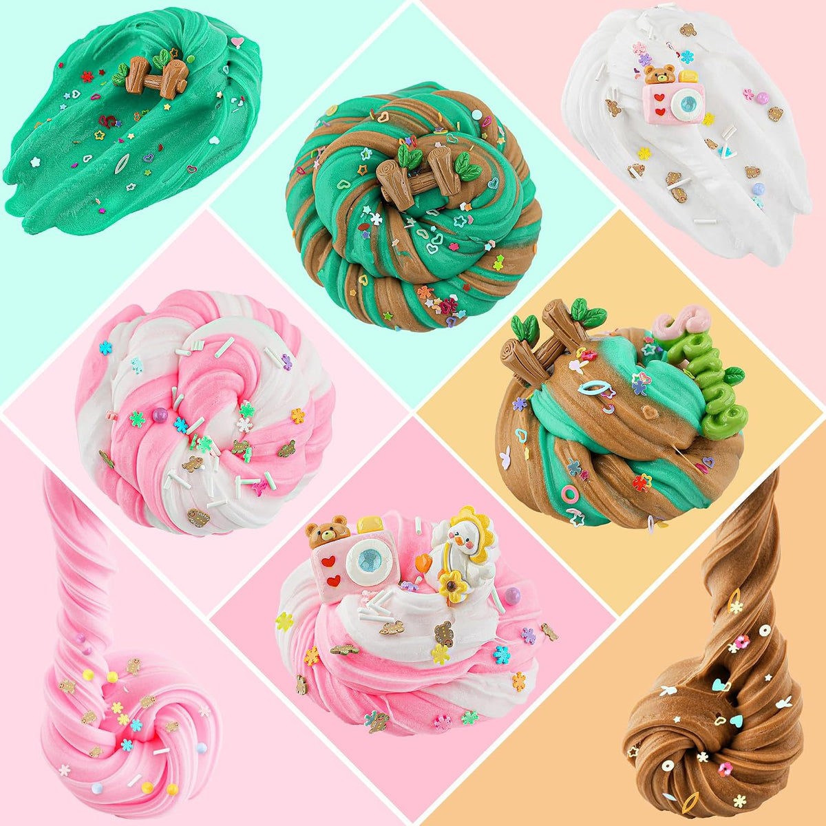 LAWOHO 18 pack butter slime kit for girls with slime add-ins and charms - view 12