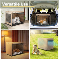 Dog Crate Cover, Kennel Covers Fit for 30 Inch Dogs Crate - Beige (with left window) / 24 Inch - image 2