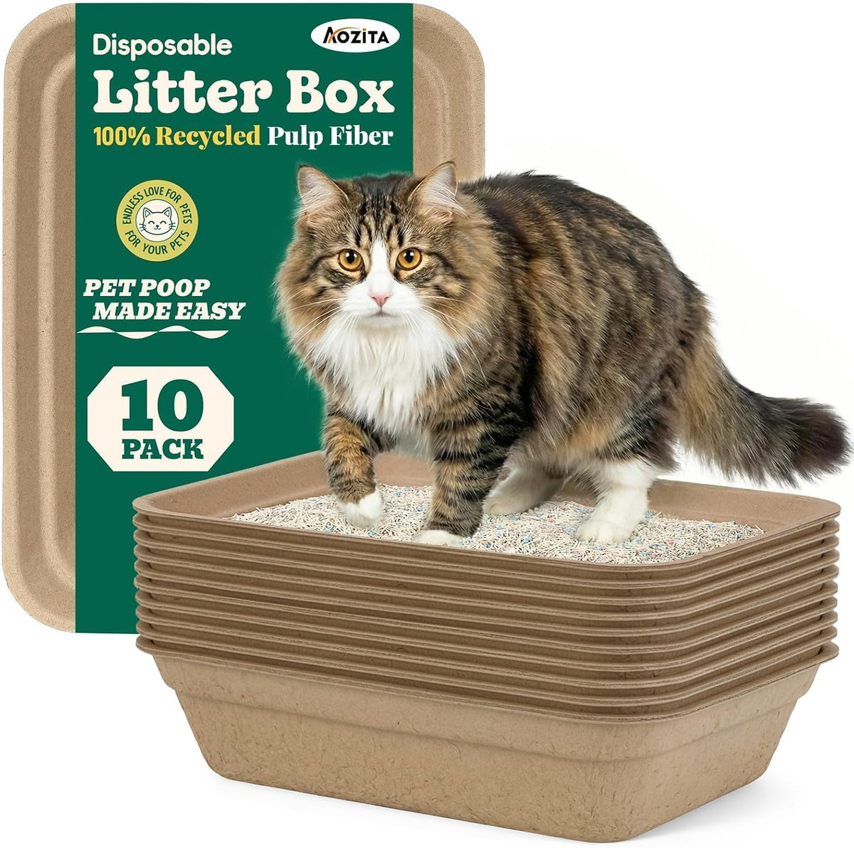 10-Pack Disposable Litter Box for Kitty Cats, Thick & Leak-Proof