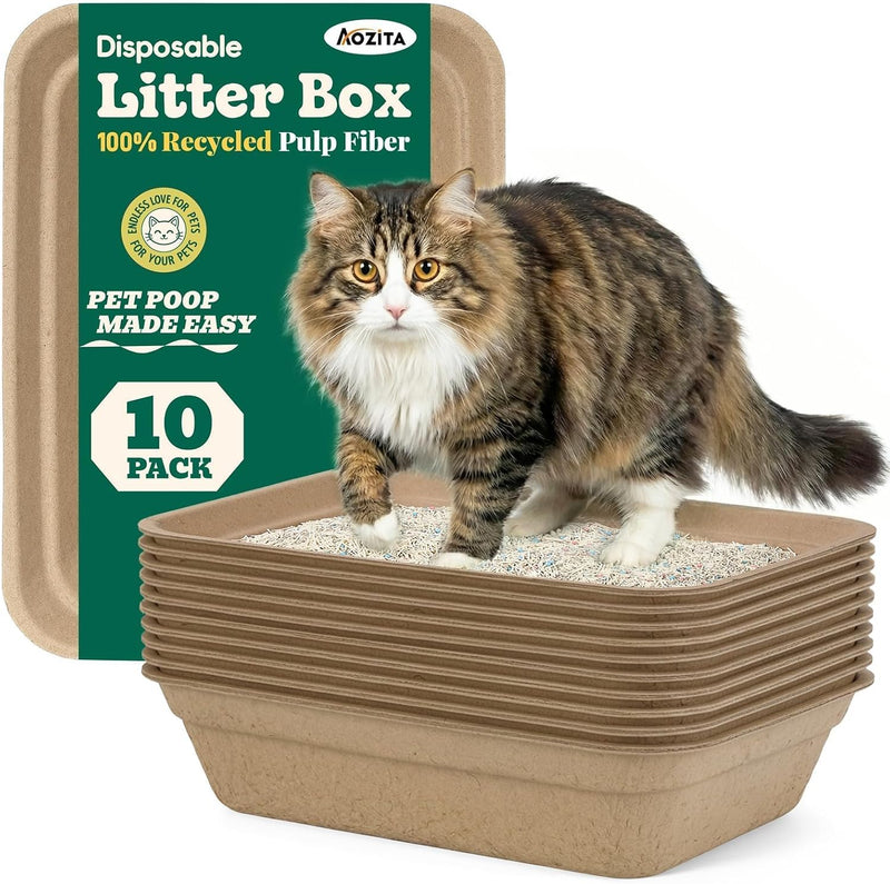10-Pack Disposable Litter Box for Kitty Cats, Thick & Leak-Proof